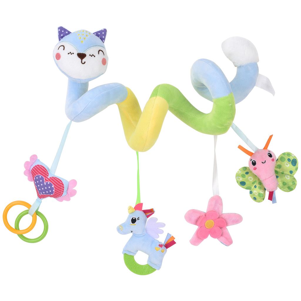 Car Seat Toys Infant Baby Pink Fox Spiral Activity Plush Hanging Rattle Toys  Stroller Sensory Toy for Newborn Gift