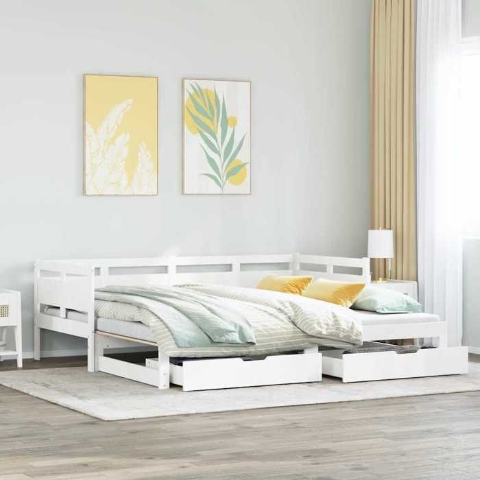 VidaXL Lit de jour et lit gigogne et tiroirs 90x200 cm bois pin massif, canapé-lit, lit d'invité, lit de jour en bois, lit 3302232