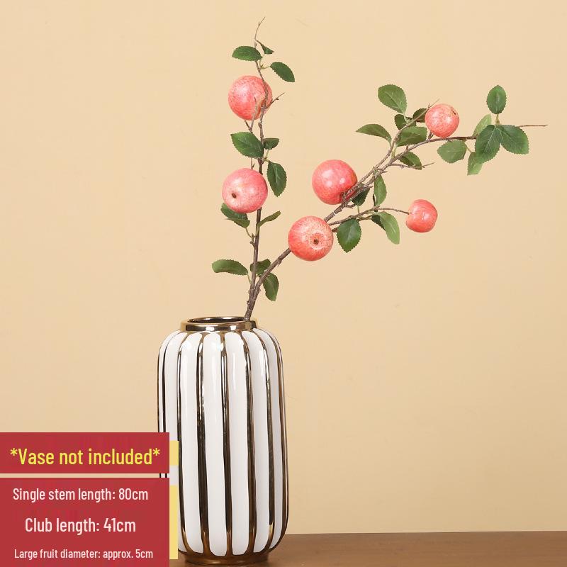 Artificial Pomegranate Persimmon Branch: Red Berry Fruit for Living Room or Entrance Hall Decoration - Chinese Style