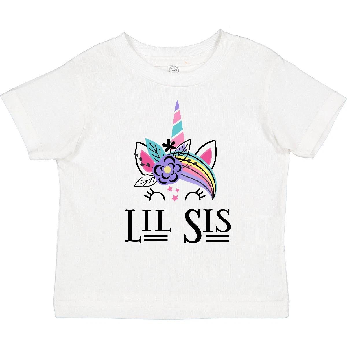 

Inktastic Little Sister Unicorn Lil Sis Outfit Toddler kids boys T-Shirt Clothing Clothes 160