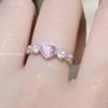 Trend Pink Love Heart Crystal Rings for Women Love Zircon Open Ring Irregular Aesthetic Girl Rings Jewelry