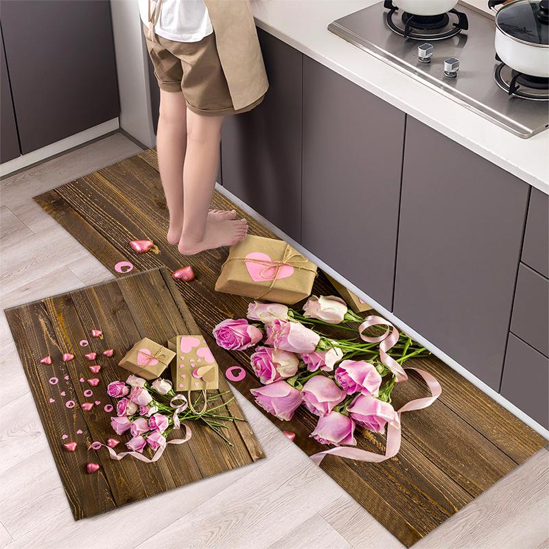 Kitchen Rugs Print Non-Slip Thick Cushioned Kitchen Mat Comfort Standing Mat for Kitchen