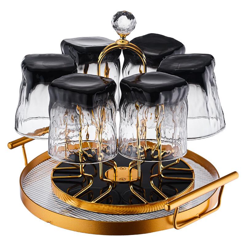 Haofeng Grey Tree Pattern Glass Drinking Cup Set