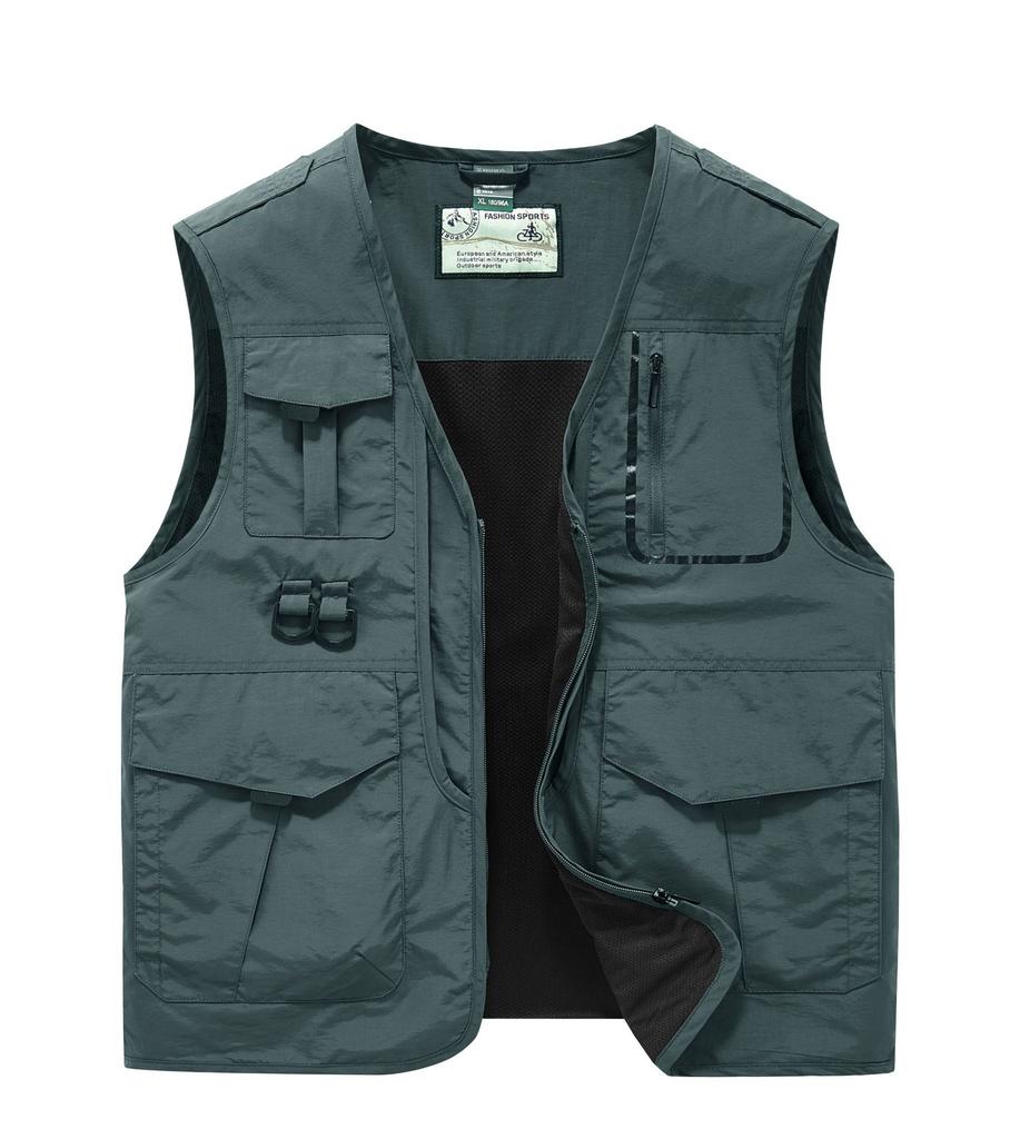Functional Vest for Men Loose Fit Large Size Thin Workwear Multi Pocket Photography Fishing Outdoor Vest Jacket for Me