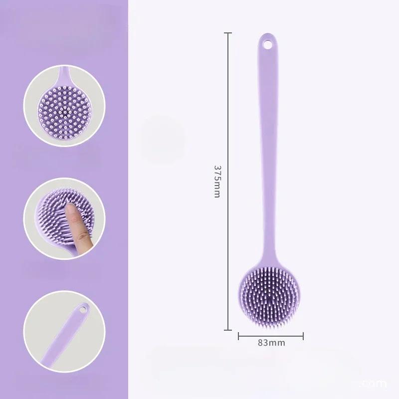 Long Handle Silicone Back Scrubber Double Sided Exfoliating Bath Brush Shower Massage Body Cleaner Daily Skin Care Body Brush