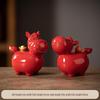Coppia di Figure di Cavallo in Ceramica Rossa Tang - Mascotte Anno Zodiacale Arredo Tavolo