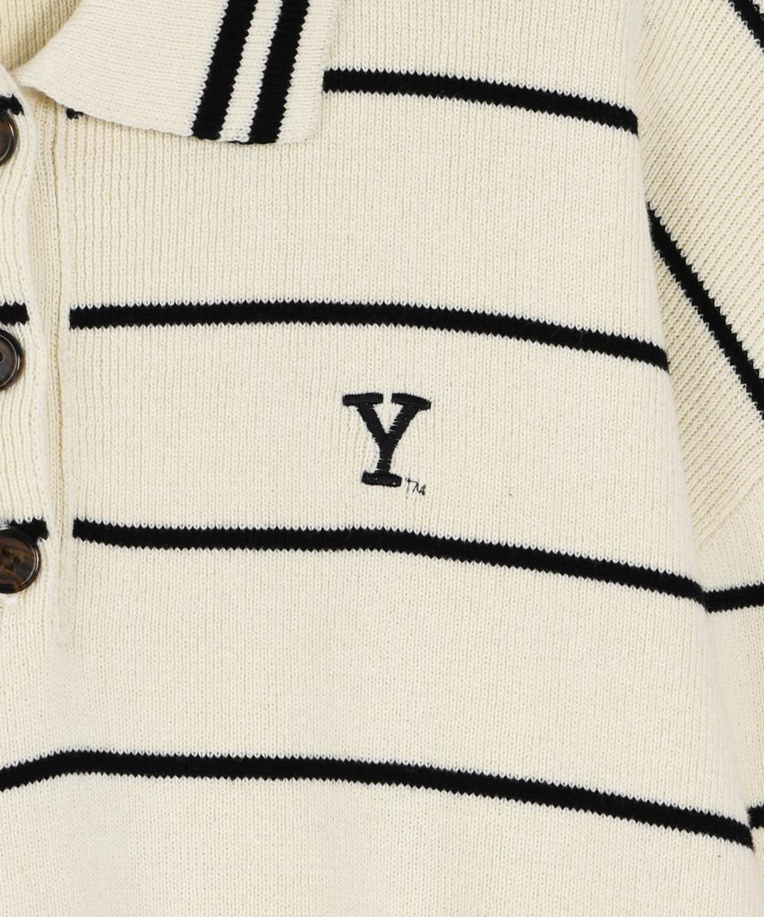 YALE Women'S Y Logo Striped Polo Knit_Ivory
