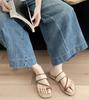 Fashion Fashion Weaving Narrow Band Flat Sandals Women Summer Square Toe Clip Toe Designer Shoes Simple Non-slip Vacation Beach Shoes