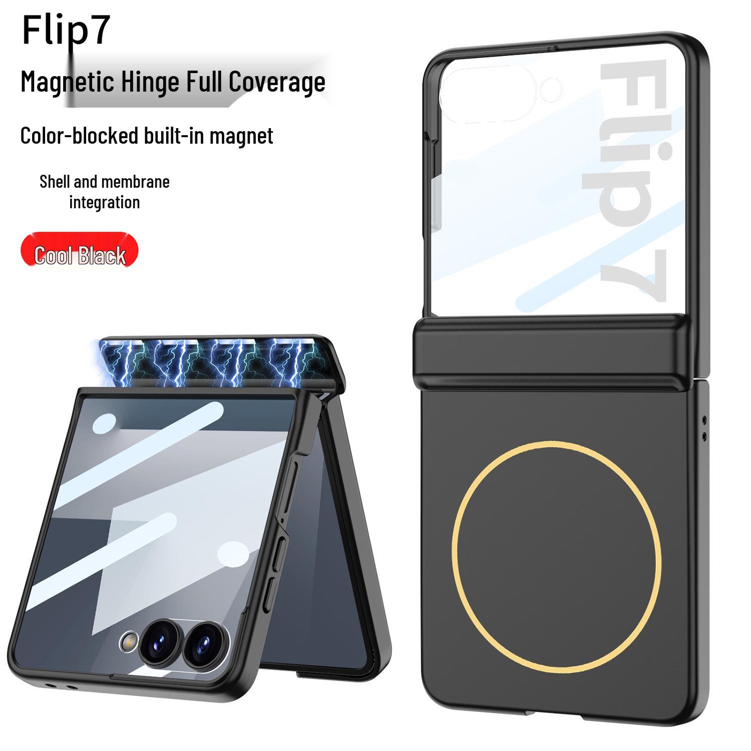 

Samsung Z Flip7 Solid Color Case: Full Coverage, Hinge Style, Magnetic, Wireless Charging, Drop-Proof SM-Flip7