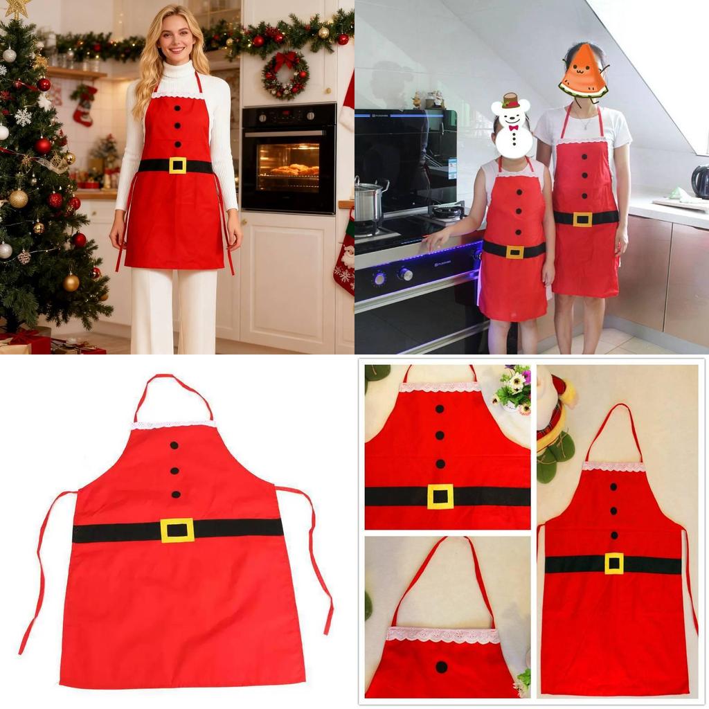 Christmas Apron For Adults And Children Polyester European American Style Holiday Party Wear