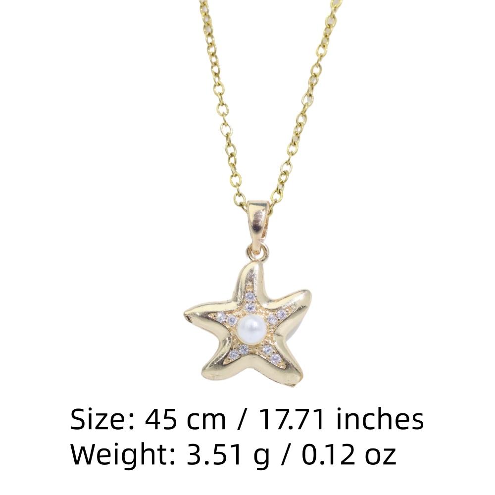 Simple Starfish with Imitation Pearls Pendant Necklaces for Women Fashion Zirconia Necklace Wedding Party Jewelry Accessories