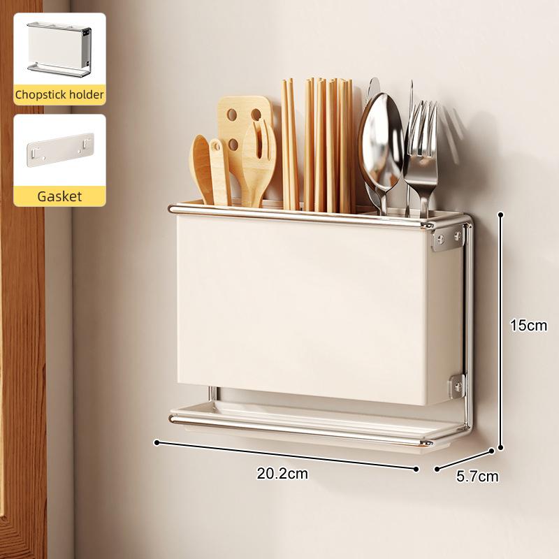 

Kitchen Countertop Cutlery Holder Wall Mounted No Drill Knife Chopstick Organizer Rack Kitchen Utensil Drain Storage Rack Common