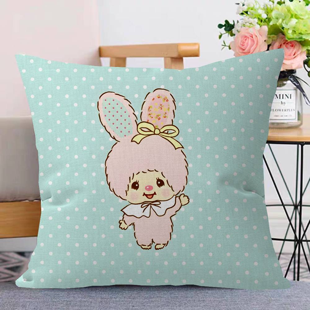 Anime M-Monchhichi Cushion Cover Car Throw Pillow Case For Sofa Car Christmas Gift 40x40cm 45x45cm