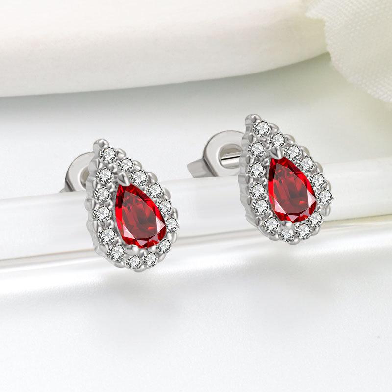 Exquisite Teardrop Micro Paved Zircon Stud Earrings Minimalist Light Luxury Fashion Versatile Women Jewelry