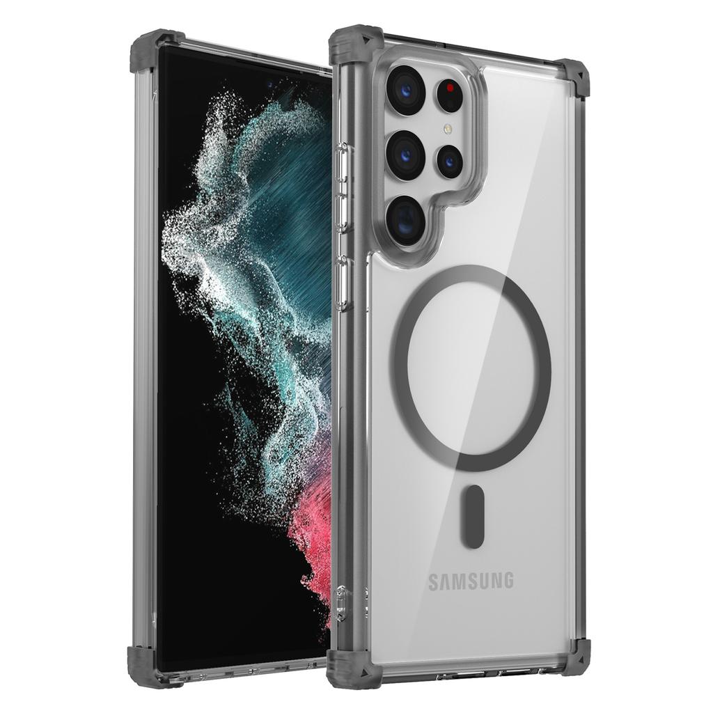 For Samsung Galaxy S22 Ultra 5G Magnetic Case TPU+PC Clear Phone Cover