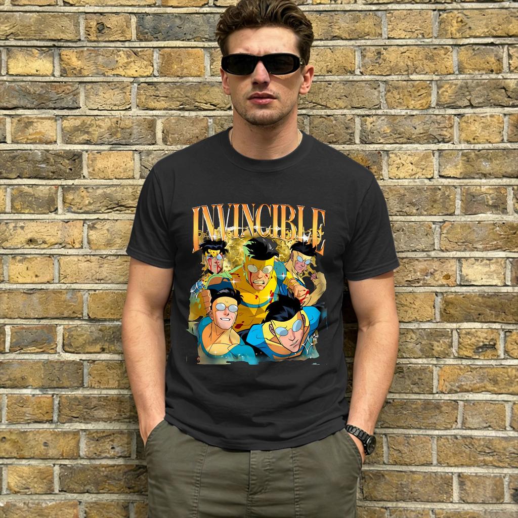 Invincibles Anime T Shirt for Unisex Cotton Vintage TShirt Round Collar Tee Shirt Short Sleeve Clothing Gift Idea