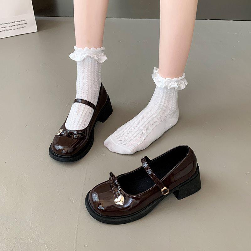 

College style black high heel jk French retro spring height 2025 Mary Jane shoes women s new single shoes British style 35