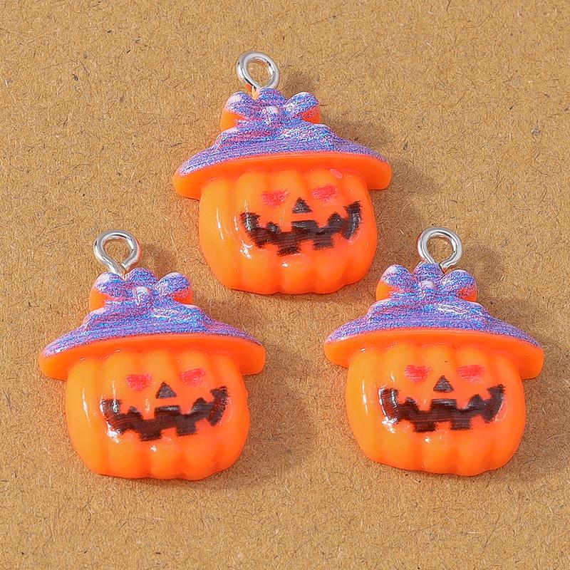 10pcs Cute Resin Halloween Charm Bat Ghost Pumpkin Pendants for Earrings Necklace DIY Bracelet Jewelry Making Accessories