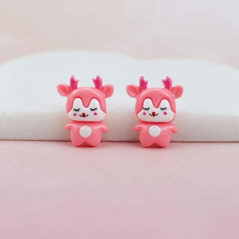 20pcs Colorful Resin Cartoon Deer Animal Flatback Cabochon Scrapbook Craft DIY Accessory Decor Figurine