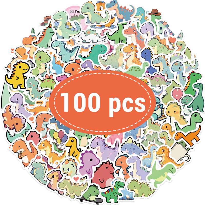 

100PCS Dinosaur Stickers Cartoon Cute Dinosaur Waterproof Vinyl Stickers for Water Bottle, Laptop, Phone Case, Cup, Guitar