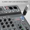 Portable 4 Channel Sound Mixer Built-in Headphone Output Port for Karaoke, Streaming, and Stage Performances