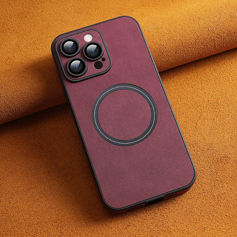 The Suede Leather Pattern of The Apple 15promax Phone Case Is Suitable for The IPhone14 Full Cover 13 Anti-drop 12/11 Leather Case