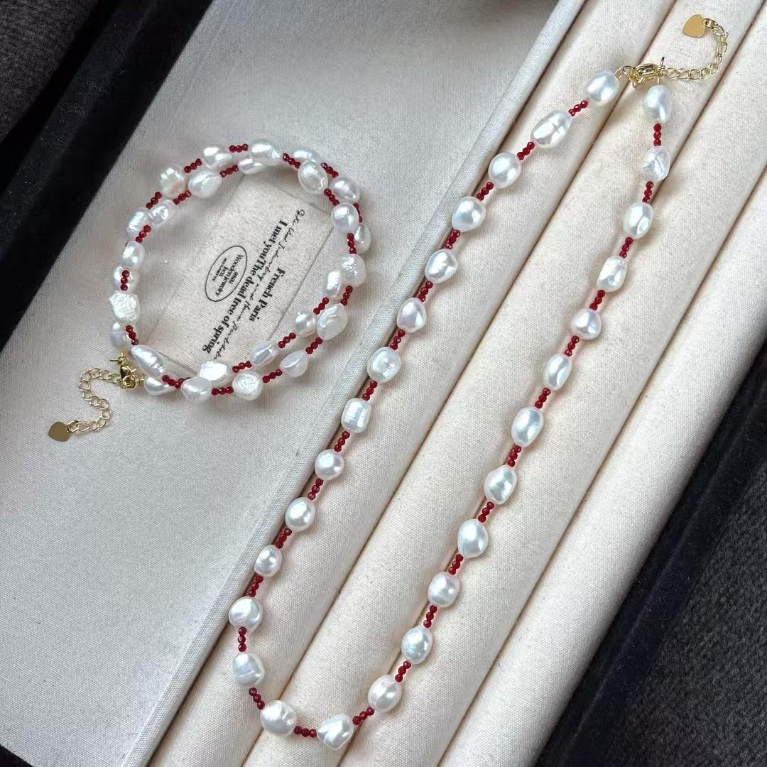 Vintage Natural Freshwater Baroque Pearl Gypsy Collarbone Chain Necklace