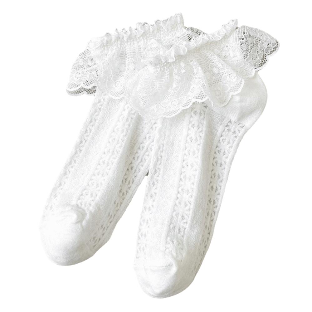 1 pair Hollow Out Mesh Princess Bow Socks Breathable Ruffle Lace Socks Low Tube Socks Women Girls