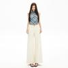 Spring Summer Off White Casual Relaxed Wide Leg Flare Denim Pants For Women Casual Pants Oversize Denim Trousers