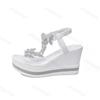 Fashion 2025 Summer Women's Fashion Bow Design Fish Mouth Casual Sandals Shiny Open Toes Comfortable Versatile Beach Wedge Heel Sandals
