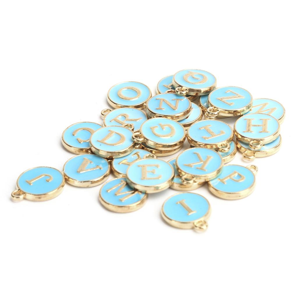 26pcs / Bag English Letter Pendant Metal Round Pendant for Jewelry Making Craft