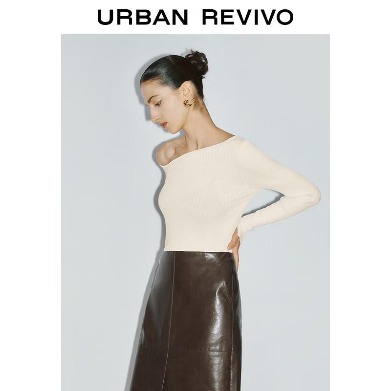 UR Women's Elegant Asymmetric Shoulder Long Sleeve Knit Top