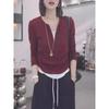Retro Unique Fake Two-piece Invisible Half-zipper Long-sleeved T-shirt Women's Autumn Popular Pleated Thin Bottoming Shirt