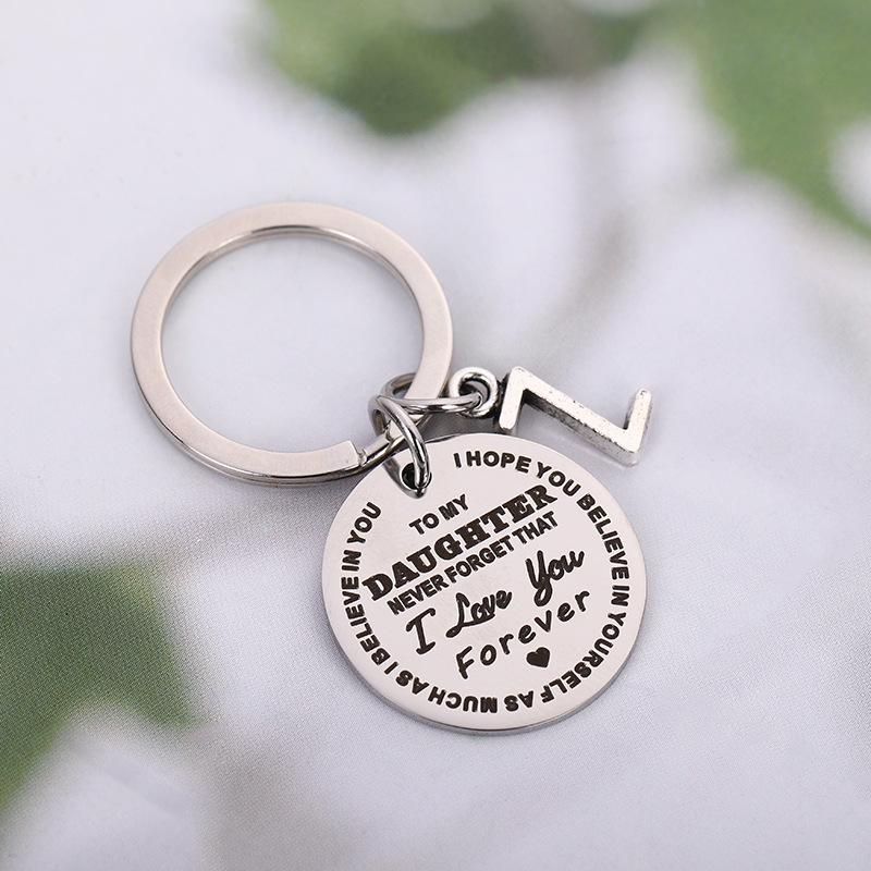 Portachiavi Personalizzato Per Figlia Con Messaggio "I Love You" | Acciaio Inossidabile 3x3cm | Regalo Compleanno, Natale, Con Sacchetto Regalo