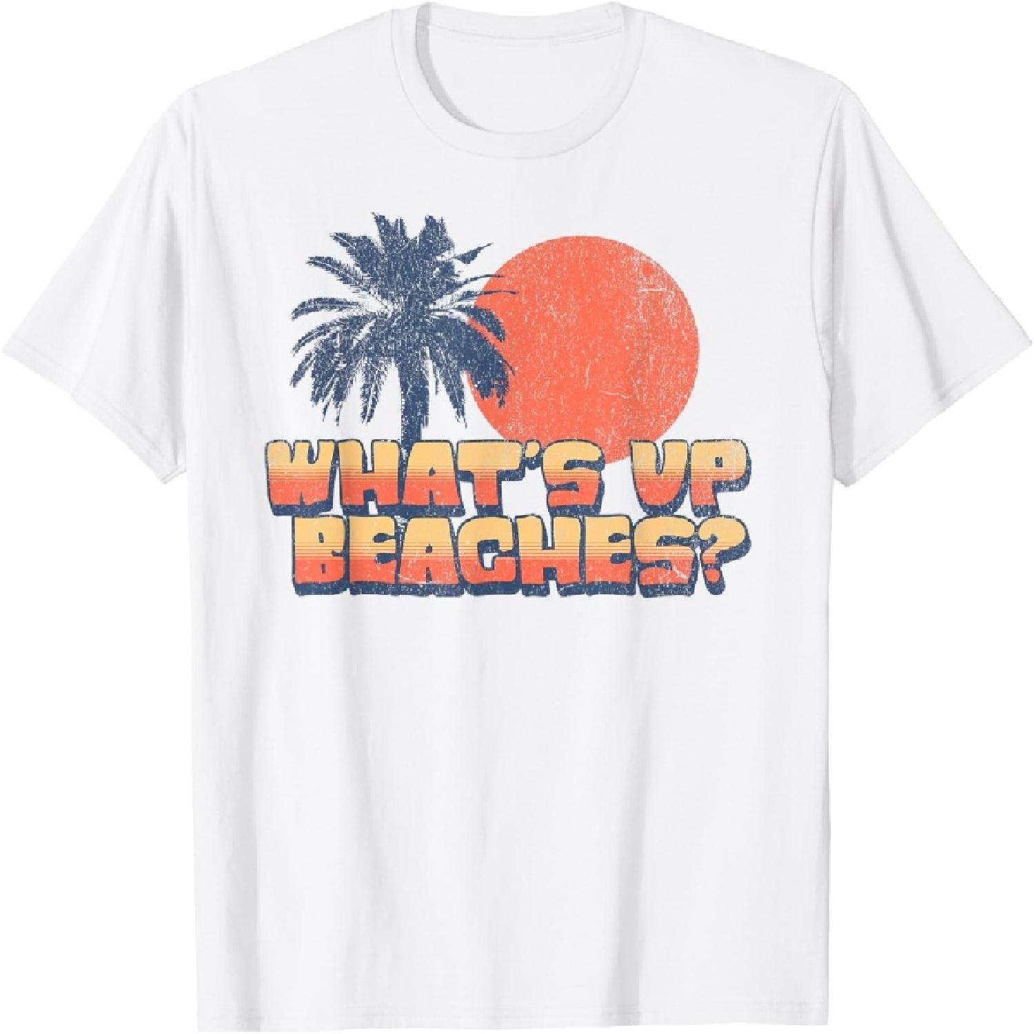 

Funny What s Up Beaches Retro Sunset Palm Tree Cute Vacation T-Shirt XXXXXL білий