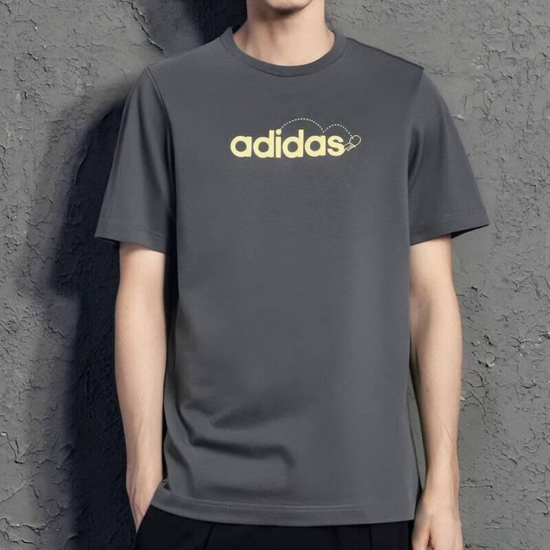 Adidas SS25 Comfortable Versatile Skin-Friendly Breathable Short Sleeve T-Shirt Men Tops Dark-Gray KC4572