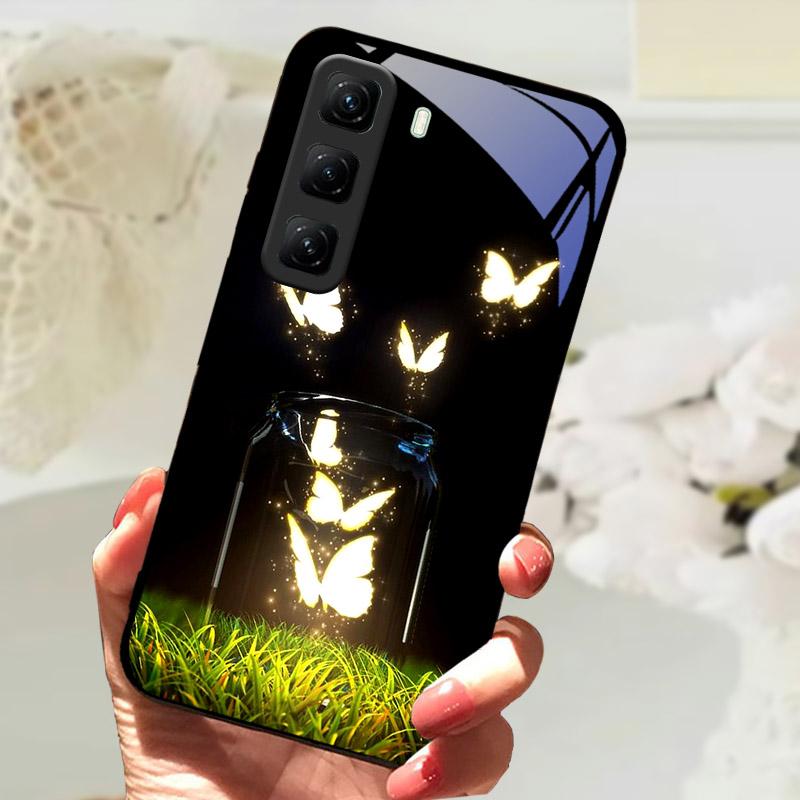 Gehärtetes Glas Case Für Infinix Hot 60 60i Hot60 Pro Plus 60Pro Handy Rückabdeckung Vollständige Abdeckung Linsenschutz Hülle Fundas Etui