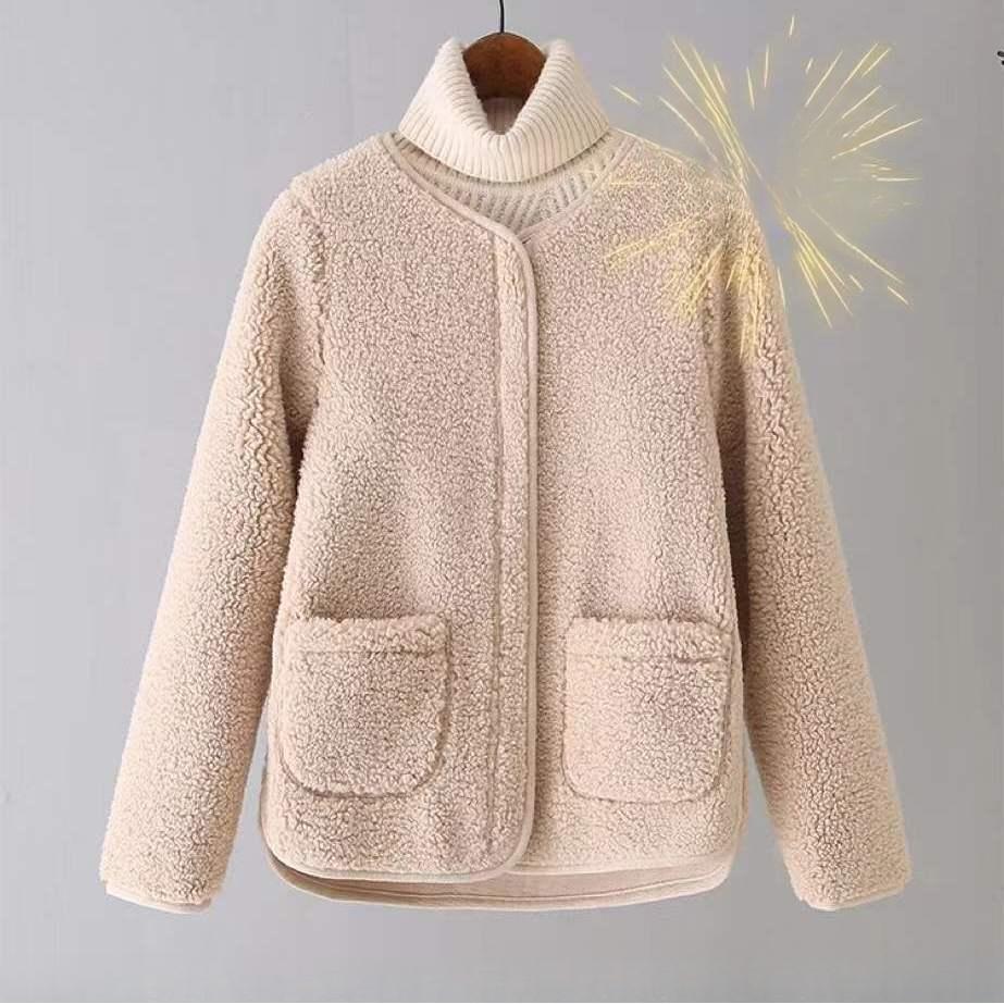 

Свободный топ из меха и кожи в корейском стиле, цельный, из овечьей шерсти, флисовый, короткий, утолщенный, женская куртка для весны, осени, зимы 2XL