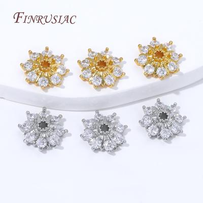 2/4/6Pcs 18K Gold Plated Zircon Beads Caps For Jewelry Making,Round Caps For Beads,DIY Bracelets&Necklaces Accessories