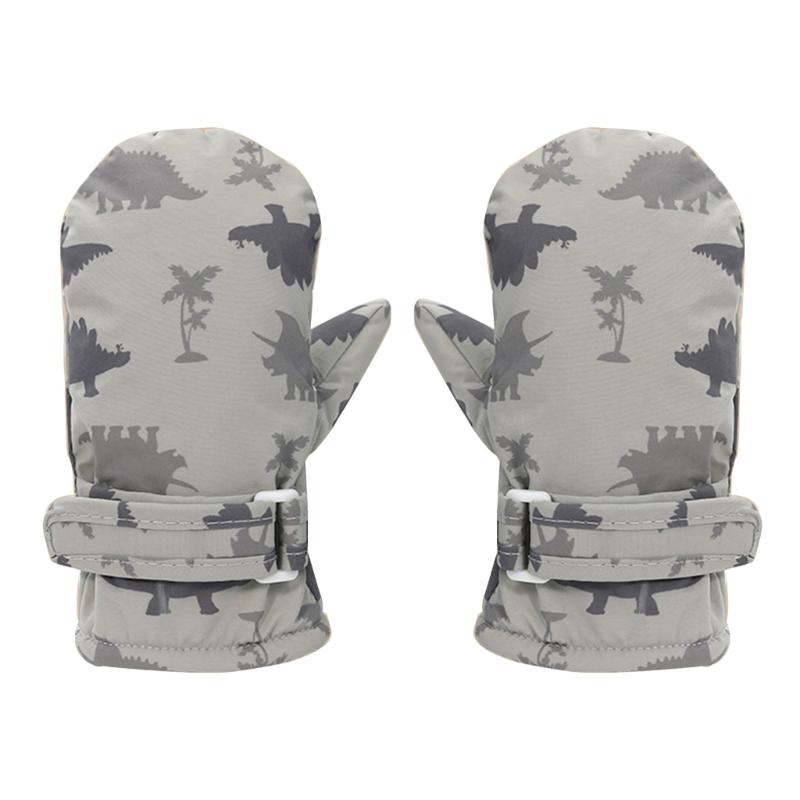 Gants d'hiver pour enfants coupe-vent et imperméables, gants de sport d'extérieur pour enfant, moufles de ski à motif dinosaure de dessin animé, indispensables pour le patinage et la randonnée