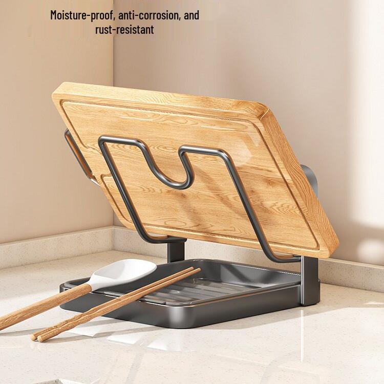Vertical Kitchen Lid & Pan Rack: Wall-Mount & Countertop Cutting Board Holder