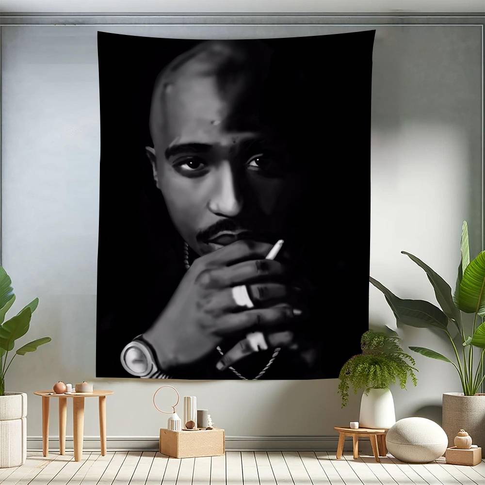 Rapper TTupac SShakur Cartoon Tapestry Art Science Fiction Room Home Decor Wall Hanging Sheets