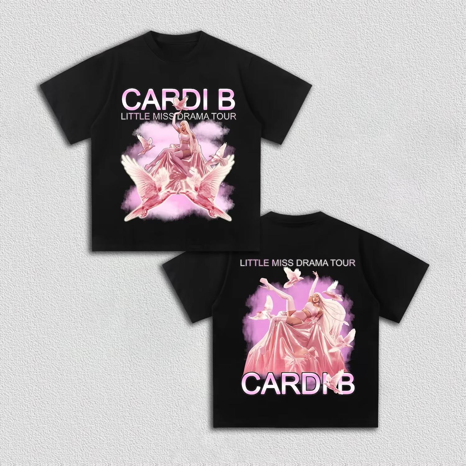 

Cardi B Inspired Little Miss Drama Tour 2026 100cotton unisex shirt Summer Oneck Men Y2k Hip Hop Short Sleeve Tshirt fan gift 4XL