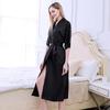Women's Long Silk-Like Bathrobe - Solid Color Kimono Cardigan for Brides or Lounging
