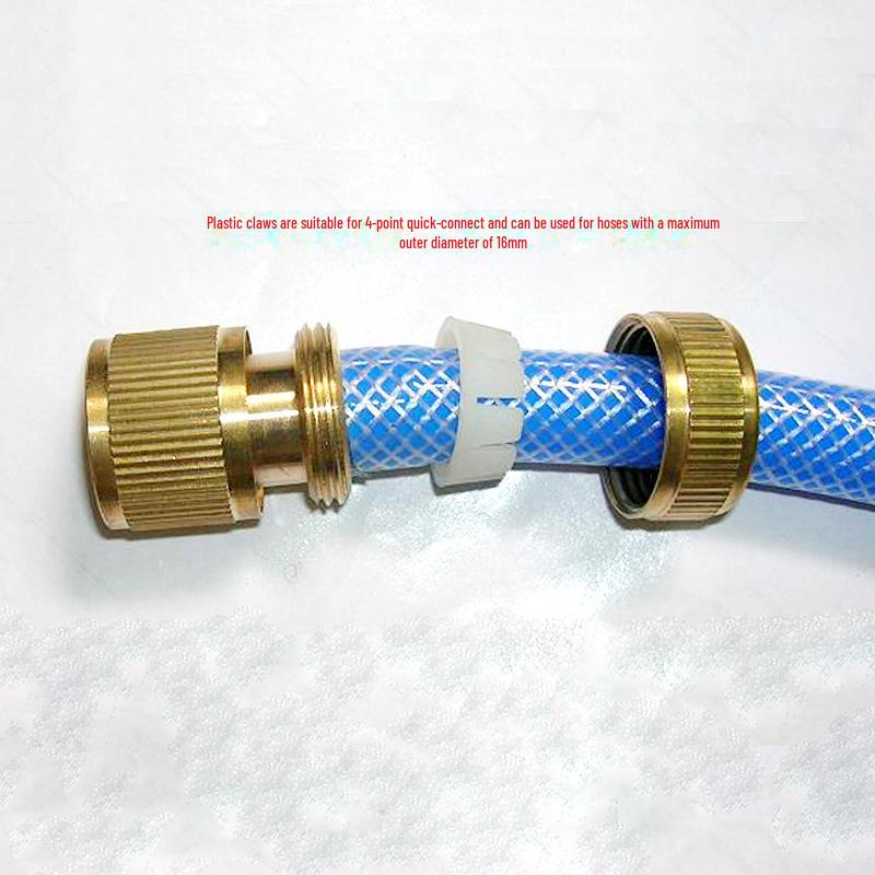 4-Point White Nylon Hose Quick-Connect Water Pipe Joint Accessory
