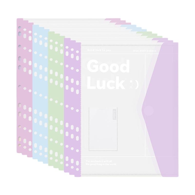 4/6/8Pcs 11 Holes Punched Pocket Water Resistant Letter Size Document Wallet with Clear Label Window for Office School