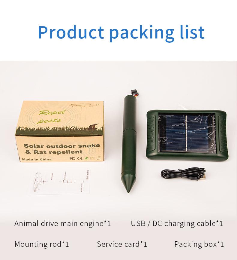 Solar-Powered Ultrasonic Mouse & Snake Repellent with LED Light for Outdoor Use