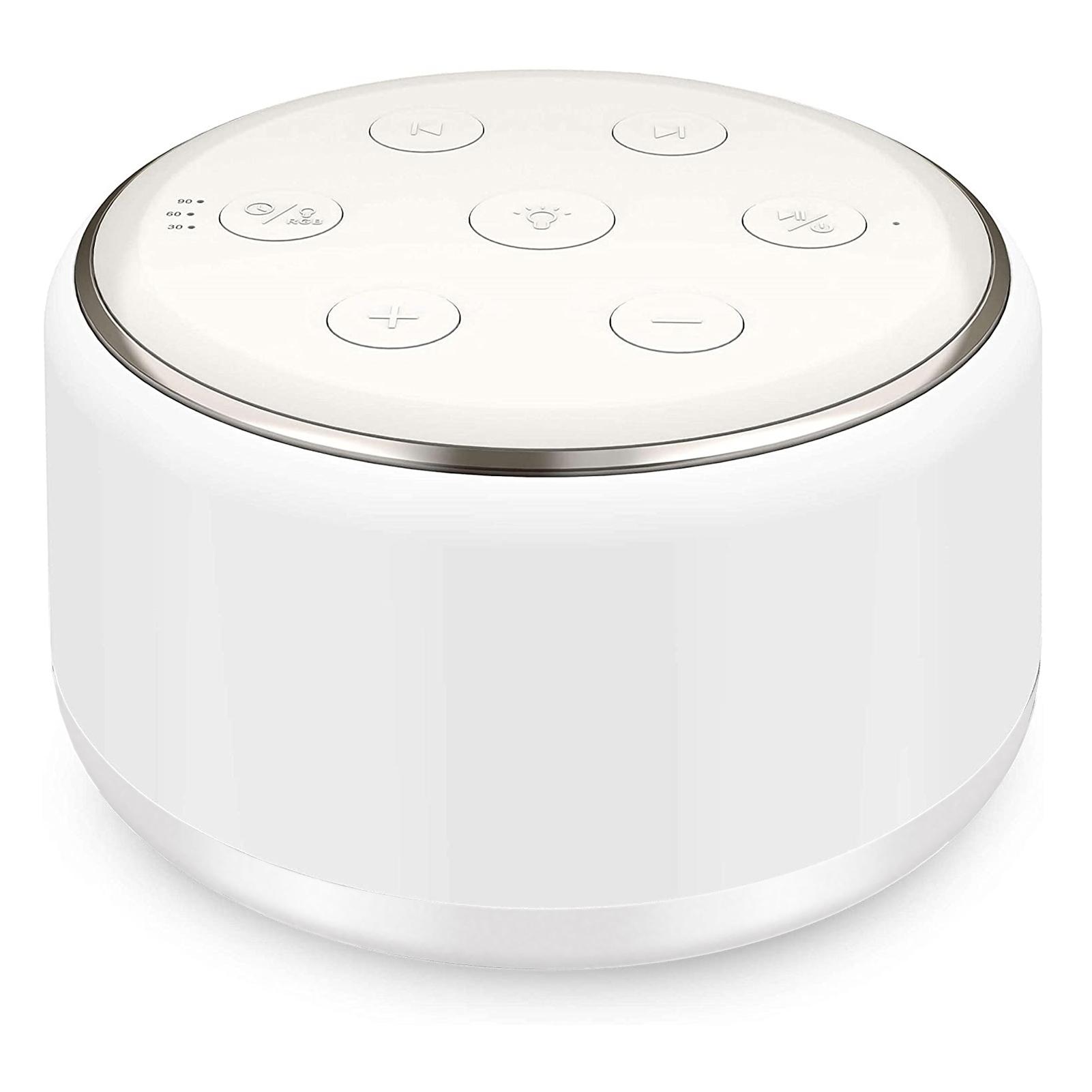 

Машина для сна с белым шумом, настольная машина для сна, пустышка для младенцев, 7 цветов, ночники, 34 успокаивающих звука и таймер белый