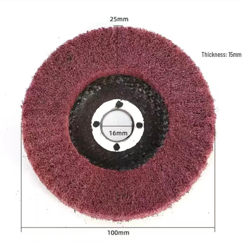 Ruiyan 4" Vertical Angle Flap Wheel: Abrasive Polishing & Wire Drawing Tool with Scouring Pad.