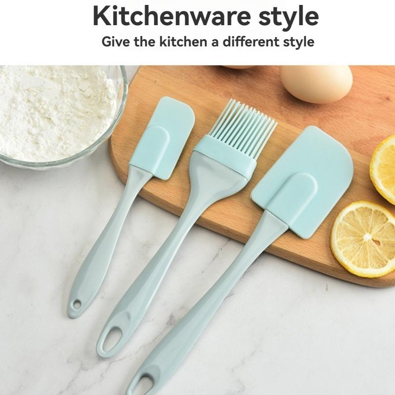 

3pc Silicone Baking Scraper Set Detachable Cake Spatula Heat-Resistant Kitchen Tool Pastry Brush for Pancakes 3pcs рожевий